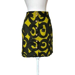 Marimekko For Anthropologie Green Black Mini Skirt  NWT Size 0
